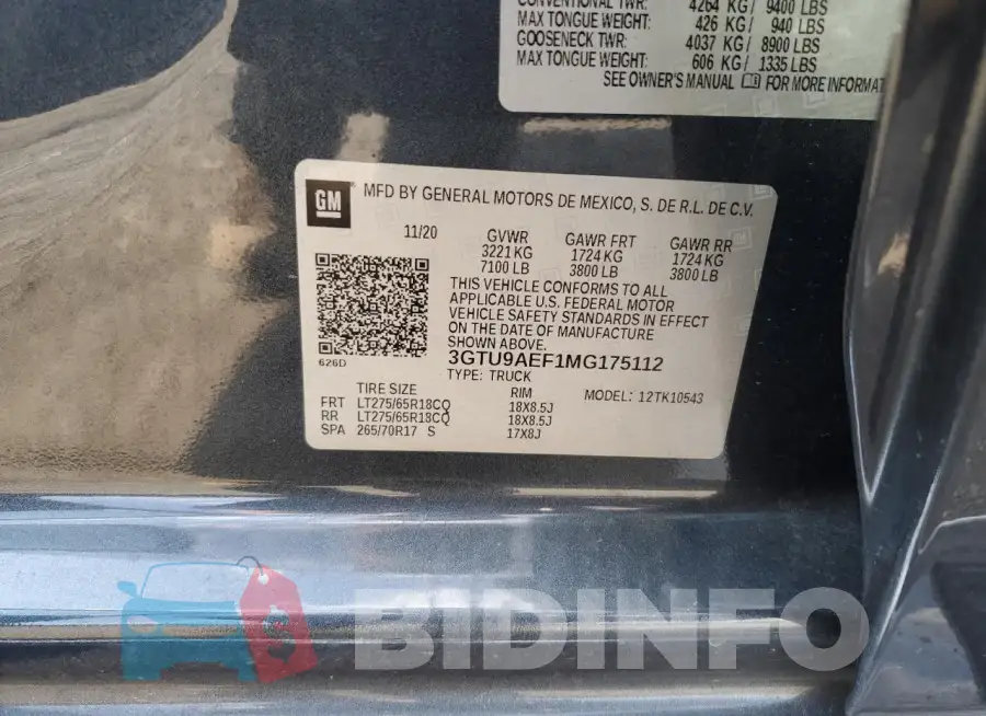 3GTU9AEF1MG175112 Photo# 12