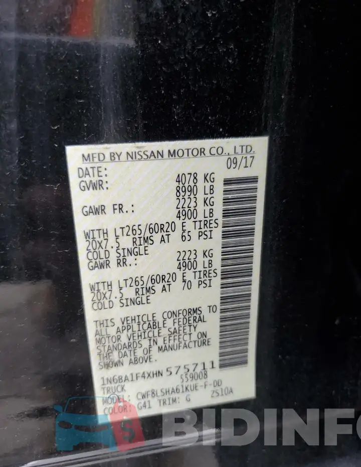 1N6BA1F4XHN575711 Photo# 12