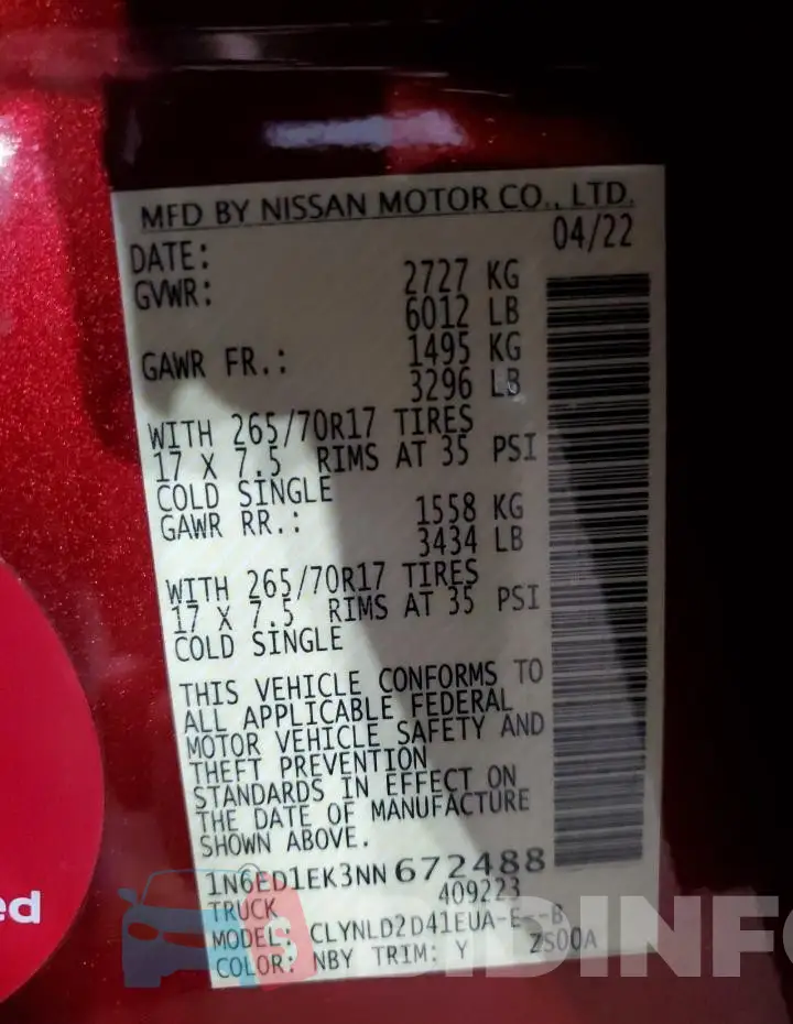 1N6ED1EK3NN672488 Photo# 12