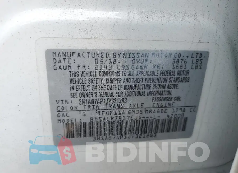 3N1AB7AP1JY321283 Photo# 12