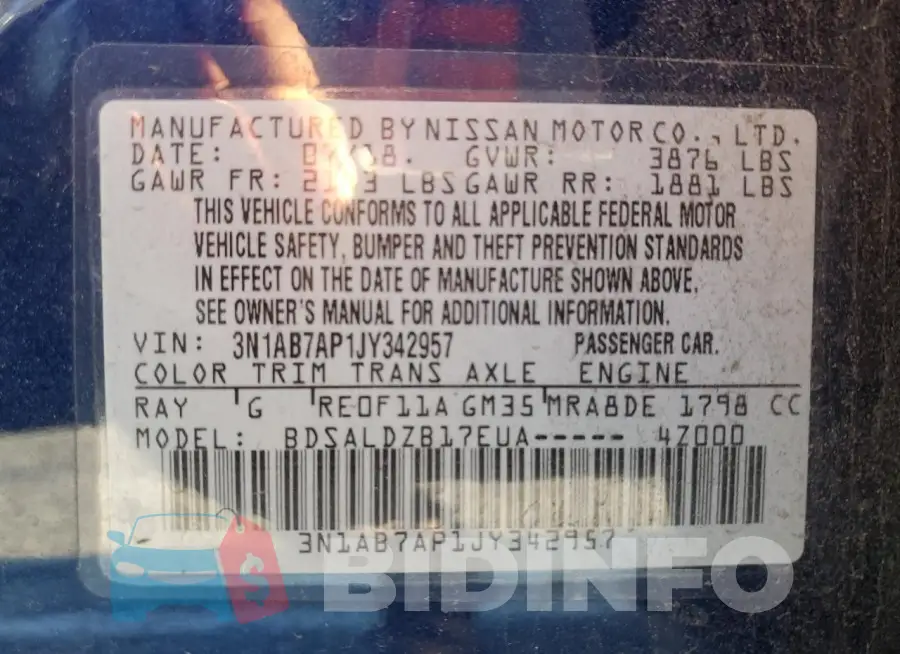 3N1AB7AP1JY342957 Photo# 12