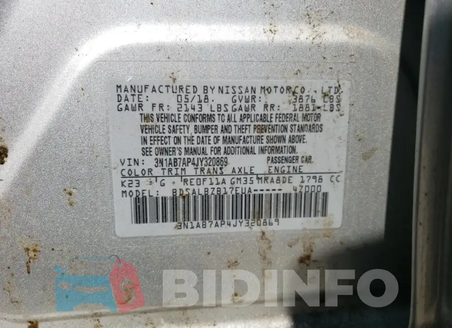 3N1AB7AP4JY320869 Photo# 12
