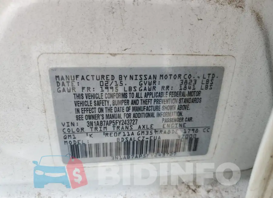 3N1AB7AP5FY243727 Photo# 12