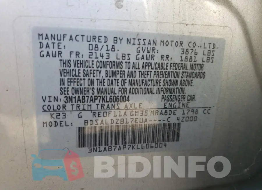 3N1AB7AP7KL606004 Photo# 12