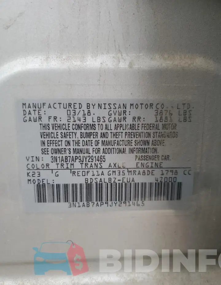 3N1AB7AP9JY291465 Photo# 12