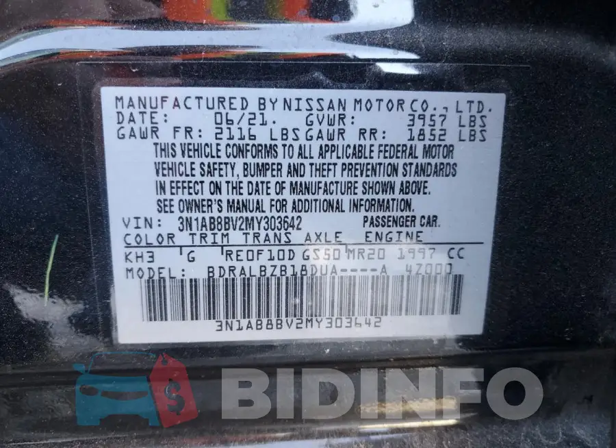 3N1AB8BV2MY303642 Photo# 12