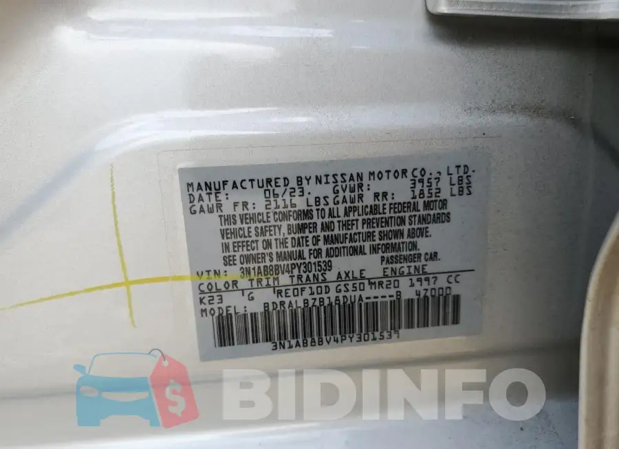 3N1AB8BV4PY301539 Photo# 12