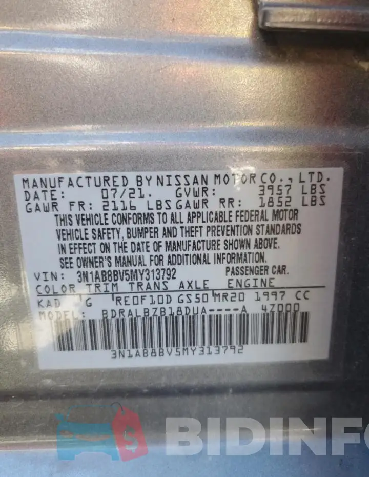 3N1AB8BV5MY313792 Photo# 13