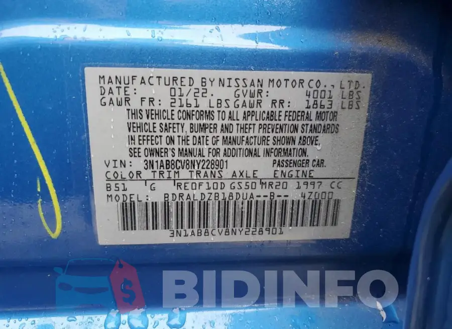 3N1AB8CV8NY228901 Photo# 12