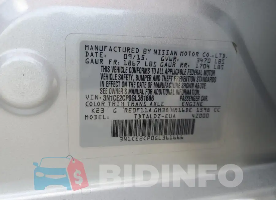 3N1CE2CP0GL361666 Photo# 12
