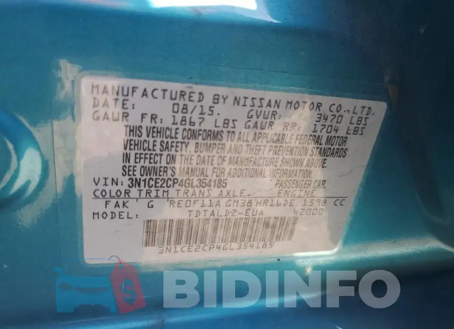 3N1CE2CP4GL354185 Photo# 12