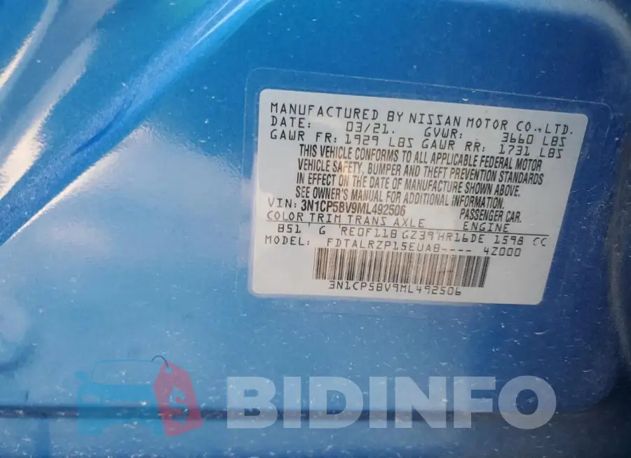 3N1CP5BV9ML492506 Photo# 14