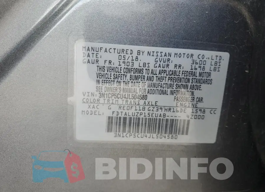 3N1CP5CU4JL504580 Photo# 13