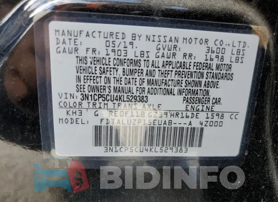 3N1CP5CU4KL529383 Photo# 13