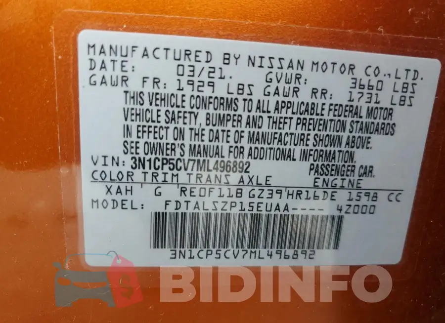 3N1CP5CV7ML496892 Photo# 14