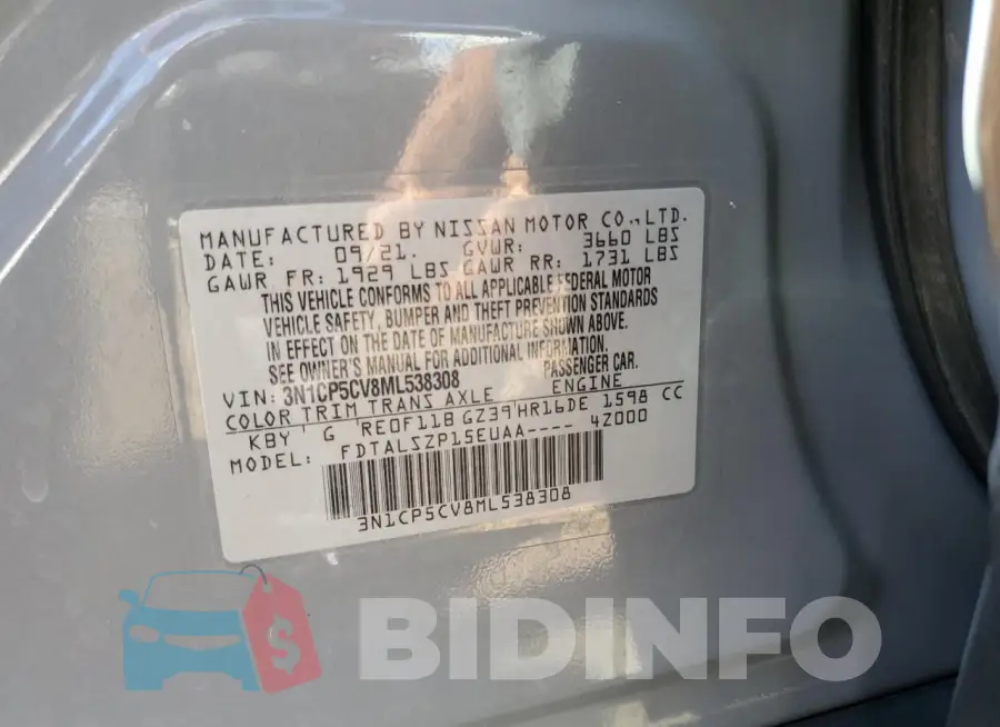 3N1CP5CV8ML538308 Photo# 13
