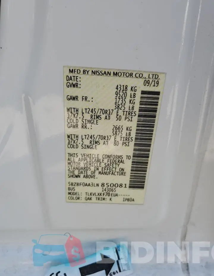 5BZBF0AA3LN850081 Photo# 13