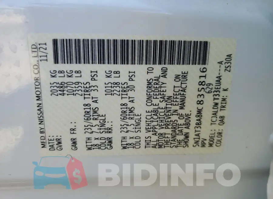 5N1AT3BA8MC835816 Photo# 13
