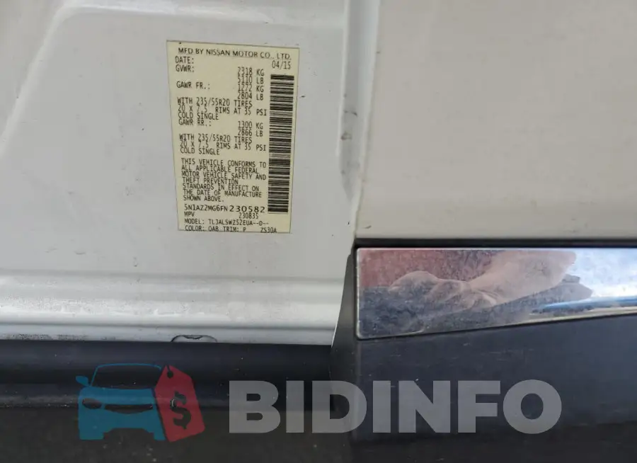 5N1AZ2MG6FN230582 Photo# 14