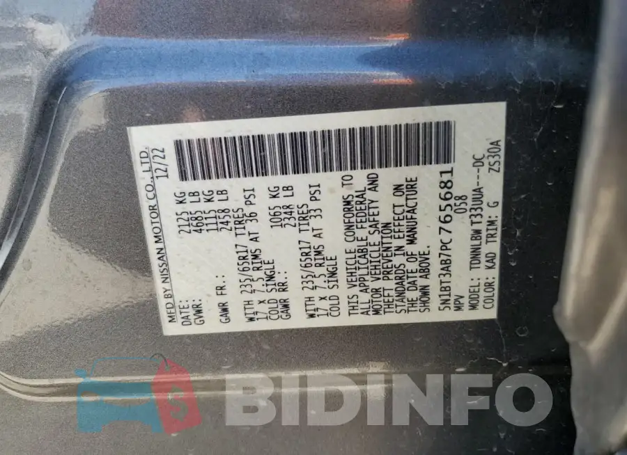 5N1BT3AB7PC765681 Photo# 14