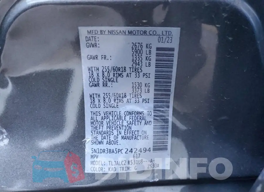 5N1DR3BA5PC242494 Photo# 13