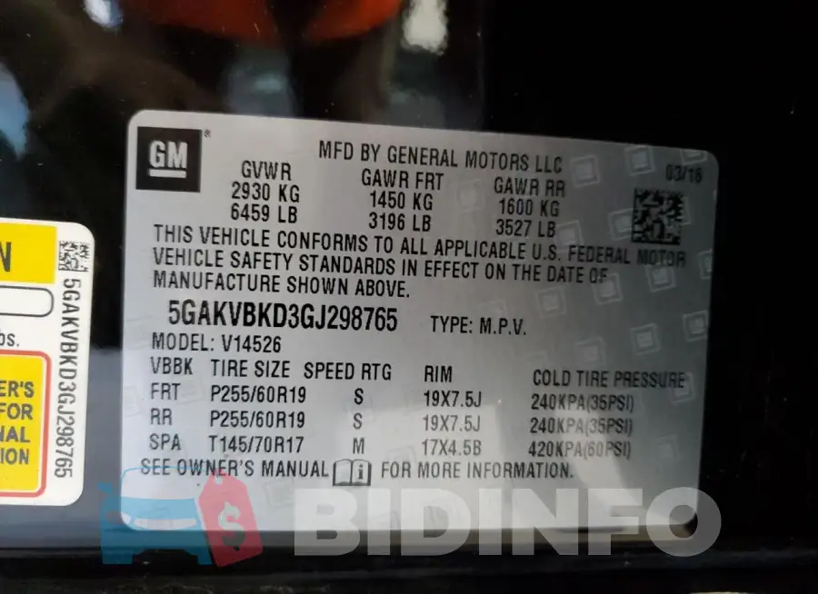 5GAKVBKD3GJ298765 Photo# 13