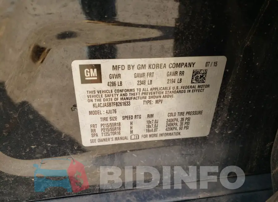KL4CJASB7FB261633 Photo# 14