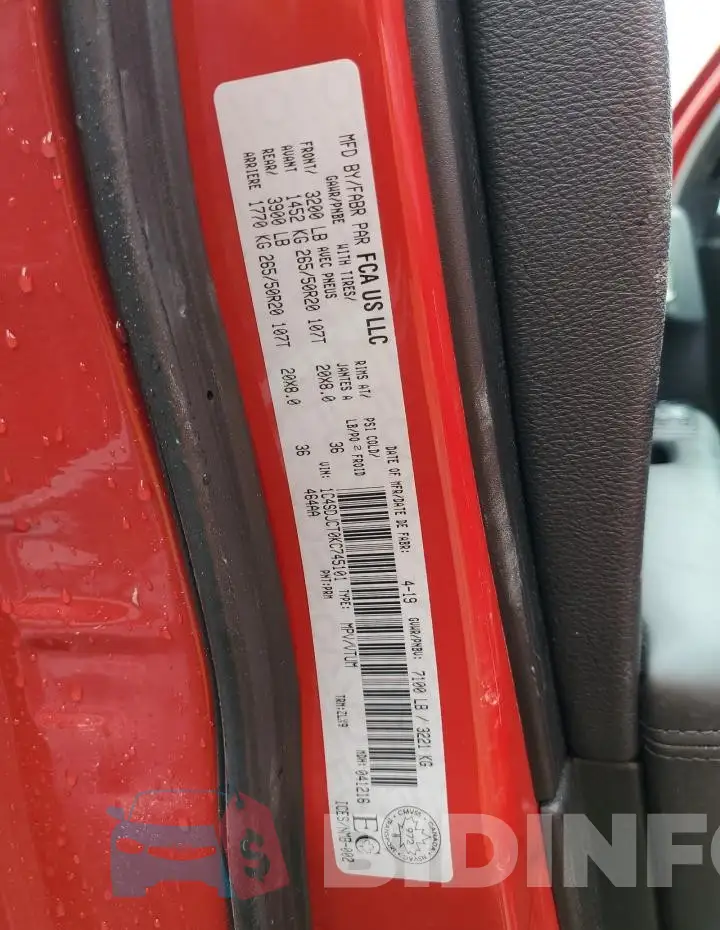 1C4SDJCT0KC745101 Photo# 14