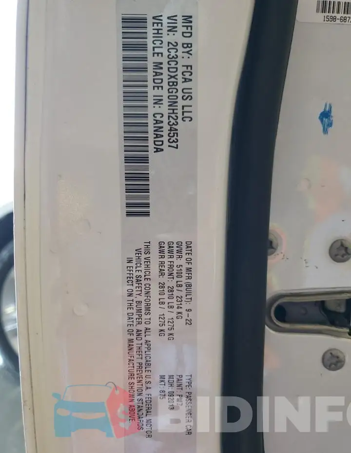 2C3CDXBG0NH234537 Photo# 12