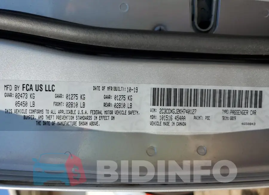 2C3CDXGJ2KH740127 Photo# 12