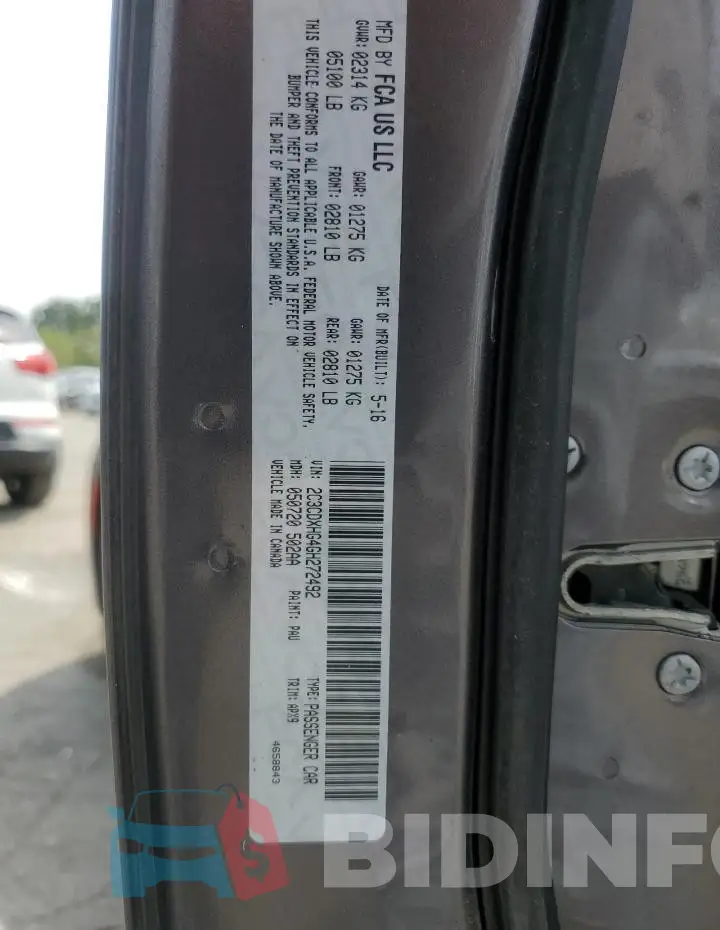 2C3CDXHG4GH272492 Photo# 12