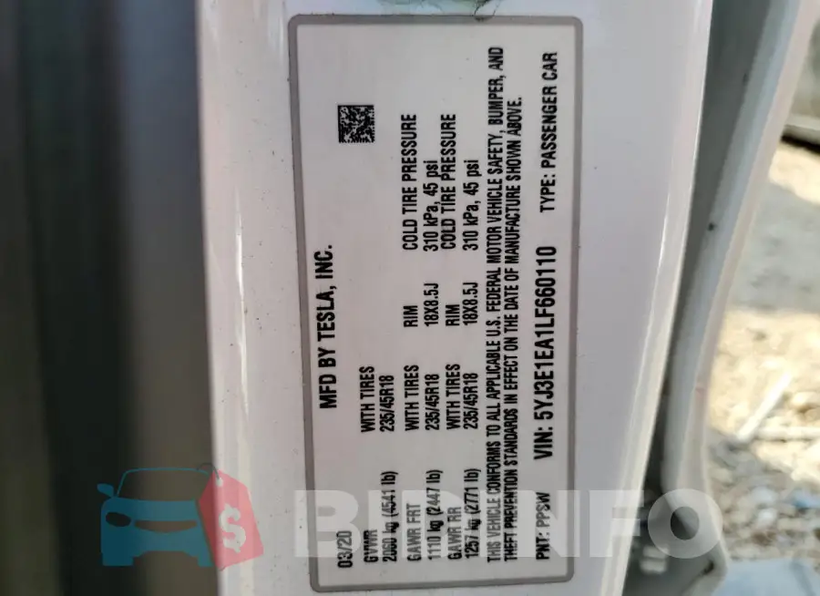 5YJ3E1EA1LF660110 Photo# 12