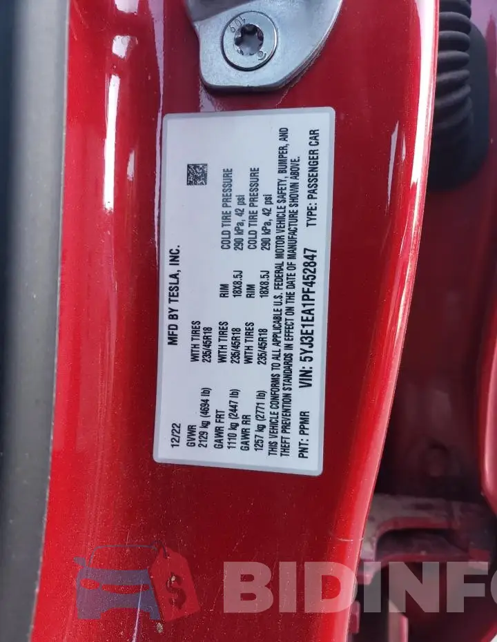 5YJ3E1EA1PF452847 Photo# 12