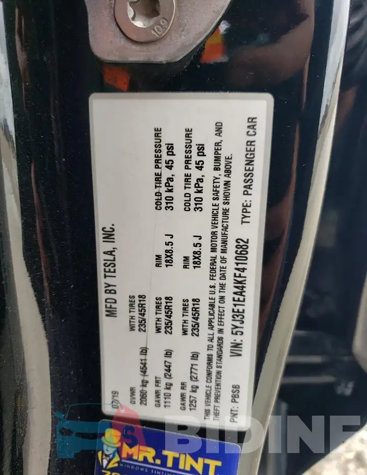 5YJ3E1EA4KF410682 Photo# 12