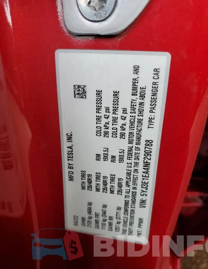 5YJ3E1EA4NF290788 Photo# 13