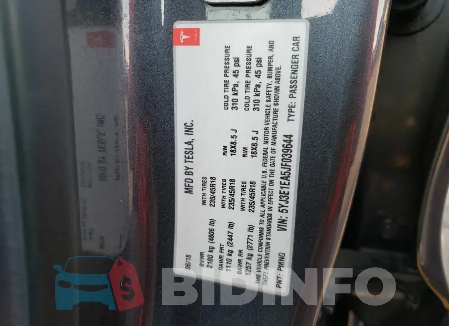 5YJ3E1EA5JF039644 Photo# 12