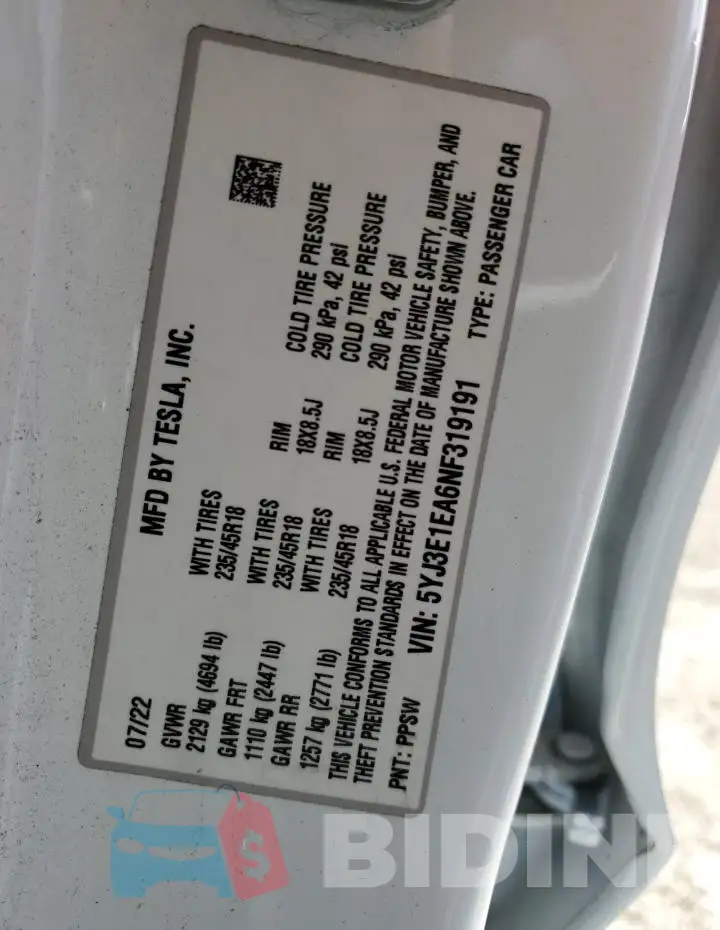 5YJ3E1EA6NF319191 Photo# 13