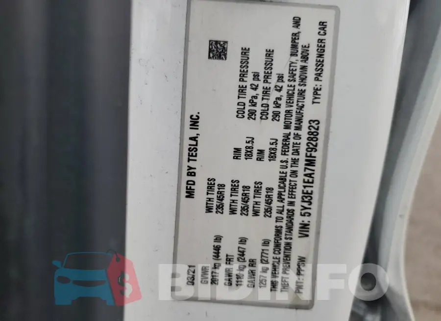 5YJ3E1EA7MF928823 Photo# 12