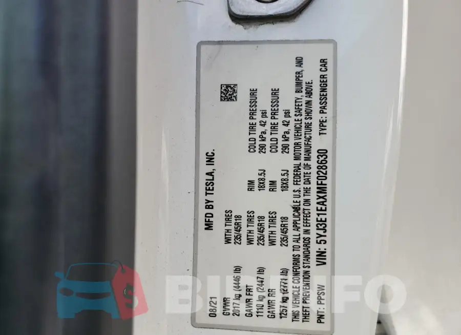 5YJ3E1EAXMF028630 Photo# 13
