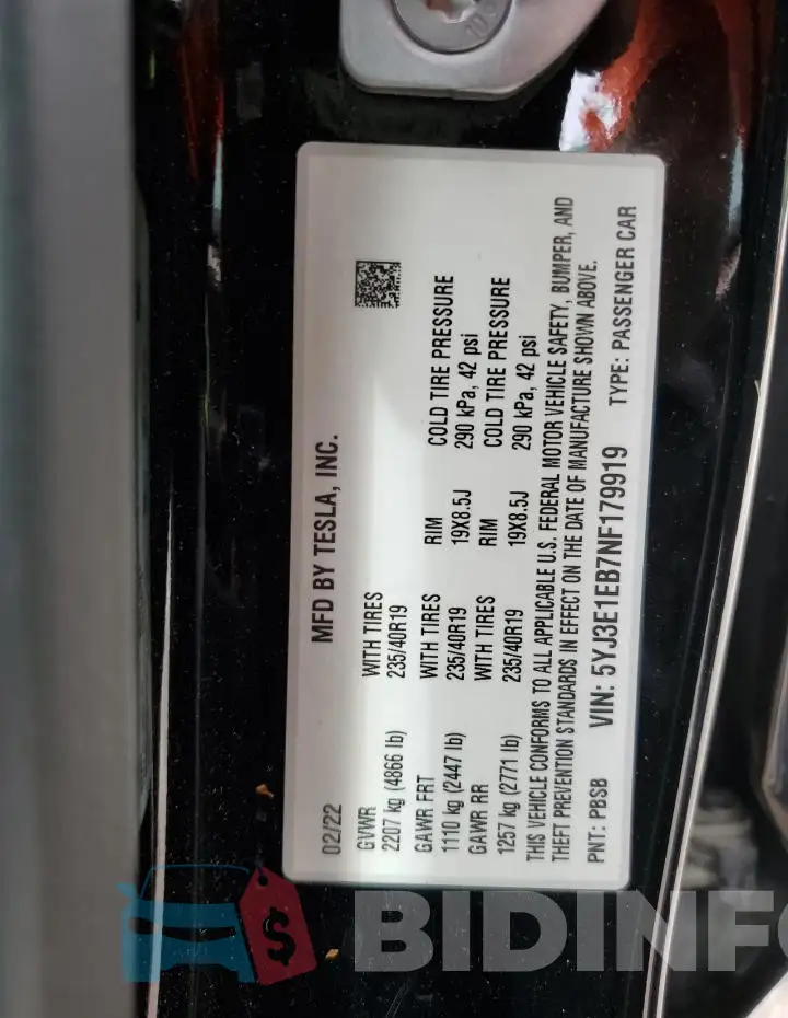 5YJ3E1EB7NF179919 Photo# 12