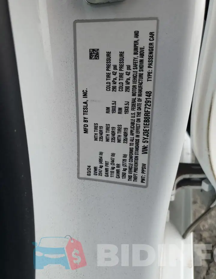 5YJ3E1EB8RF729148 Photo# 12