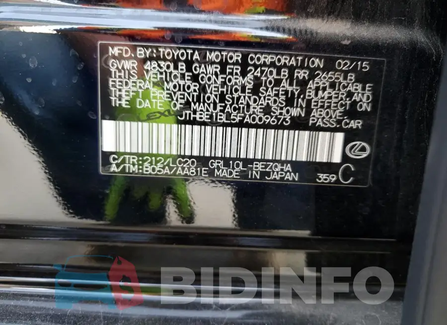 JTHBE1BL5FA009673 Photo# 12