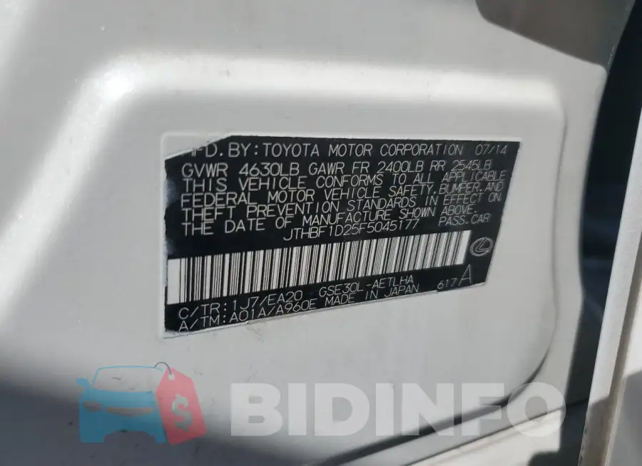 JTHBF1D25F5045177 Photo# 12