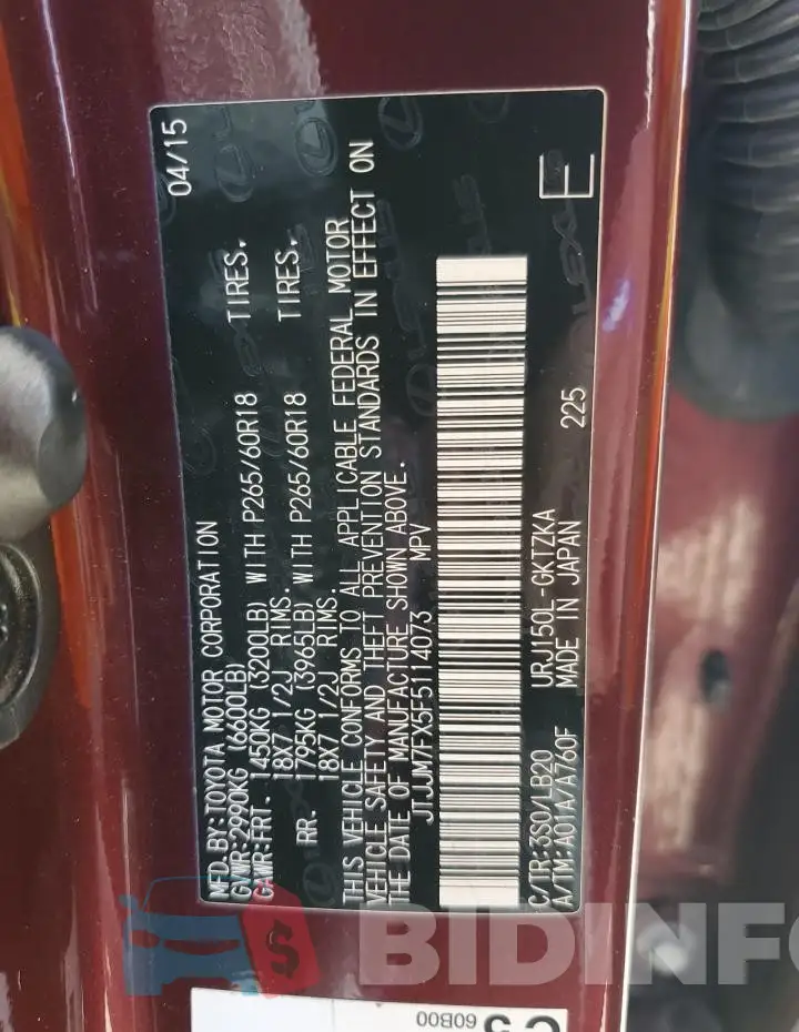 JTJJM7FX5F5114073 Photo# 14