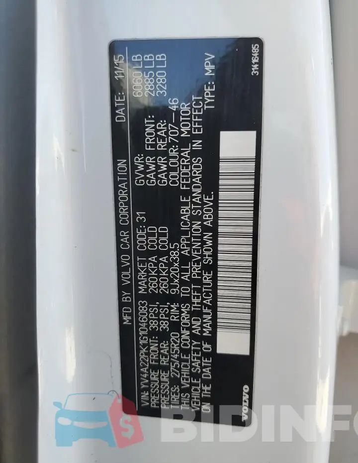 YV4A22PK1G1046083 Photo# 13