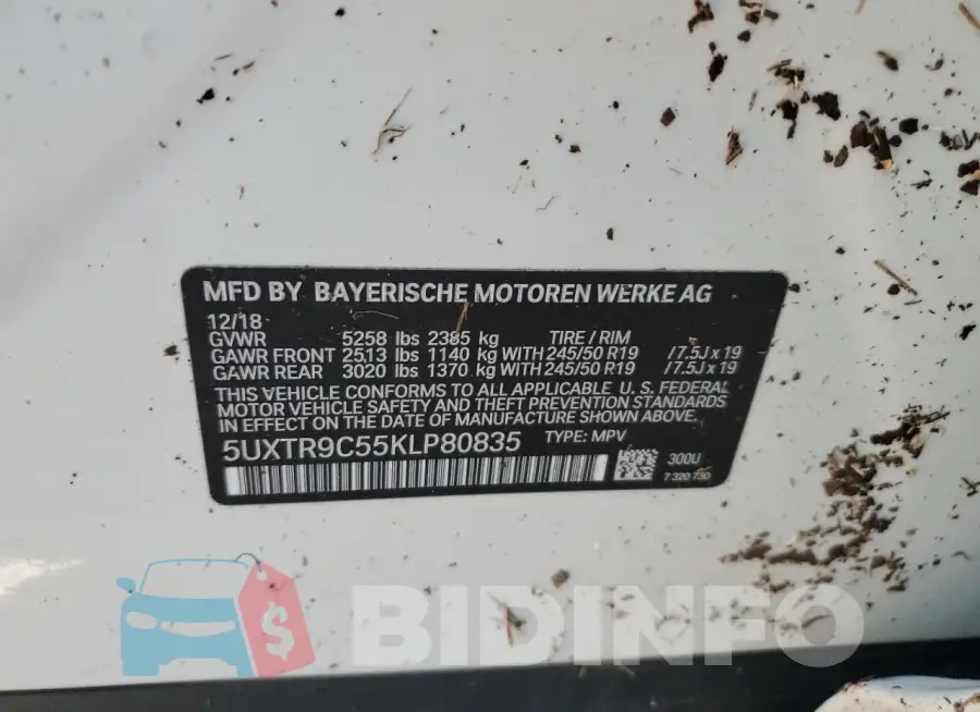 5UXTR9C55KLP80835 Photo# 14