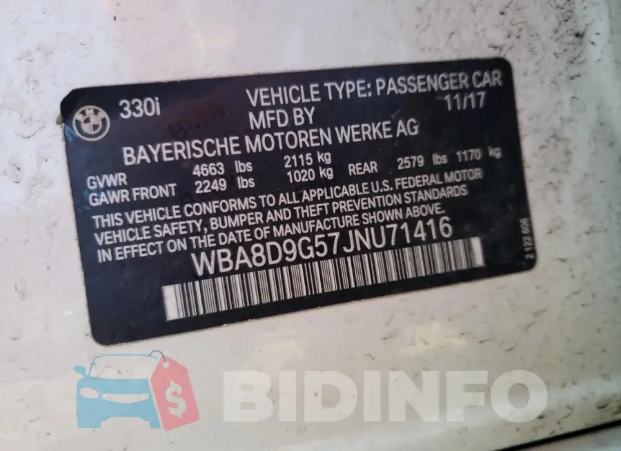 WBA8D9G57JNU71416 Photo# 12