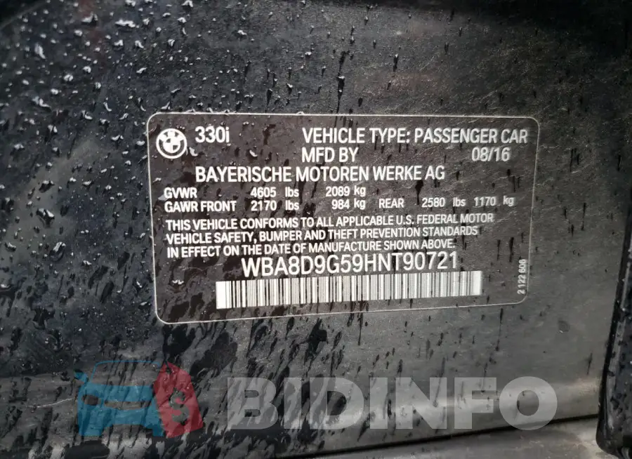 WBA8D9G59HNT90721 Photo# 12