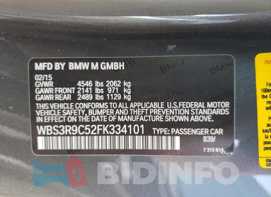 WBS3R9C52FK334101 Photo# 12
