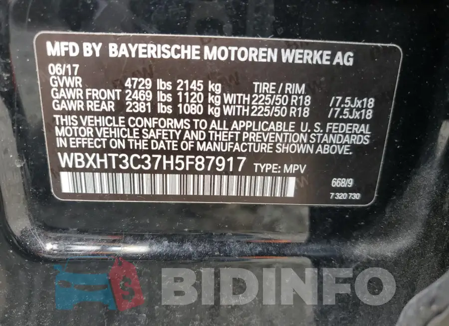 WBXHT3C37H5F87917 Photo# 13